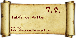 Takács Valter névjegykártya